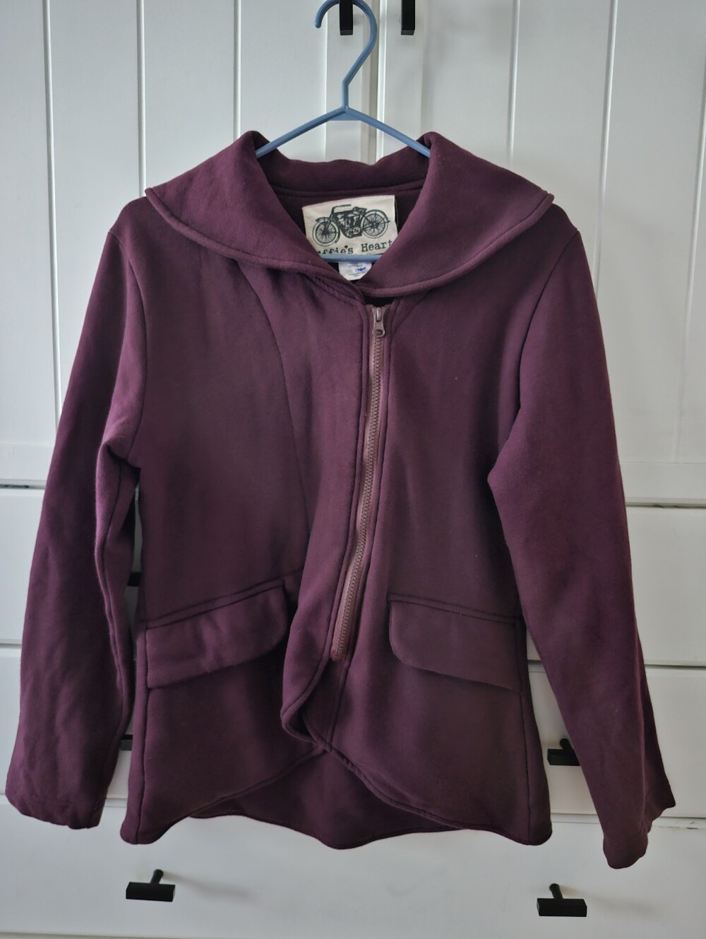 Womans Burgundy Zip-Front Hooded Jacket Sz M